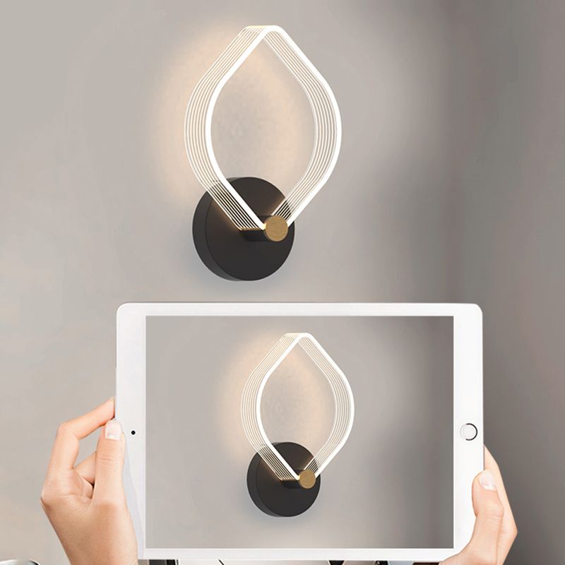 Geometry Shape Metal Wall Lighting Idea Modern Style 1 Light Wall Mounted Lamp in Black