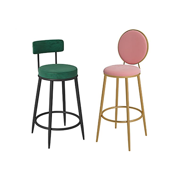 Nordic Low Back Bar Stool Round Counter Bar Stool with Metal Legs