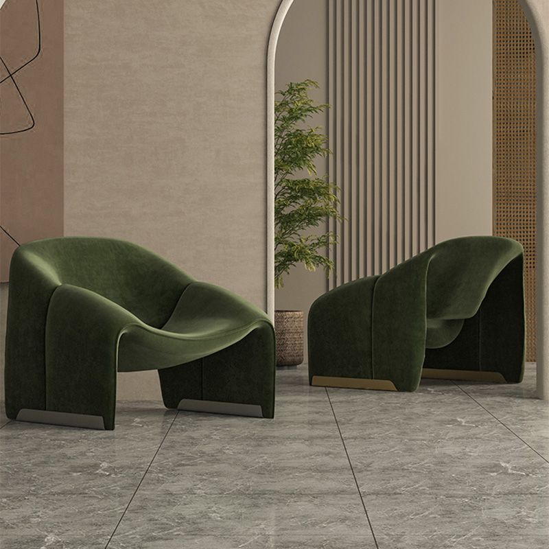 Scandinavian Arm Chair Solid Color Sloped Arms Sled Fixed Back Accent Armchair