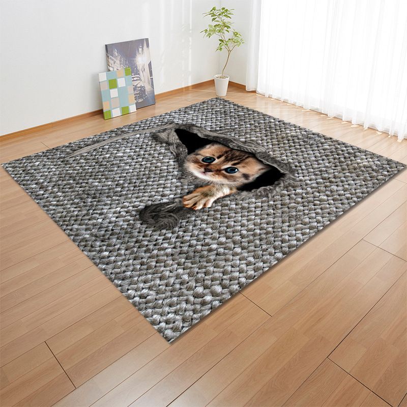 Green Modern Carpet Polyester Tree Carpet Non-Slip Backing Carpet for Home Decor