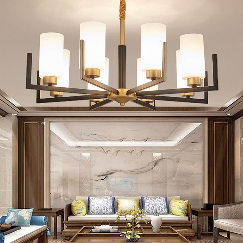 Modern Cylinder Chandelier Glass Multi Light Hanging Light for Bedroom