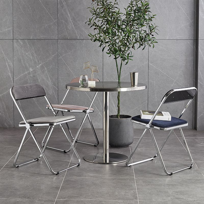 Metal Industrial Table Stainless Steel Top Dining Table with Pedestal Base