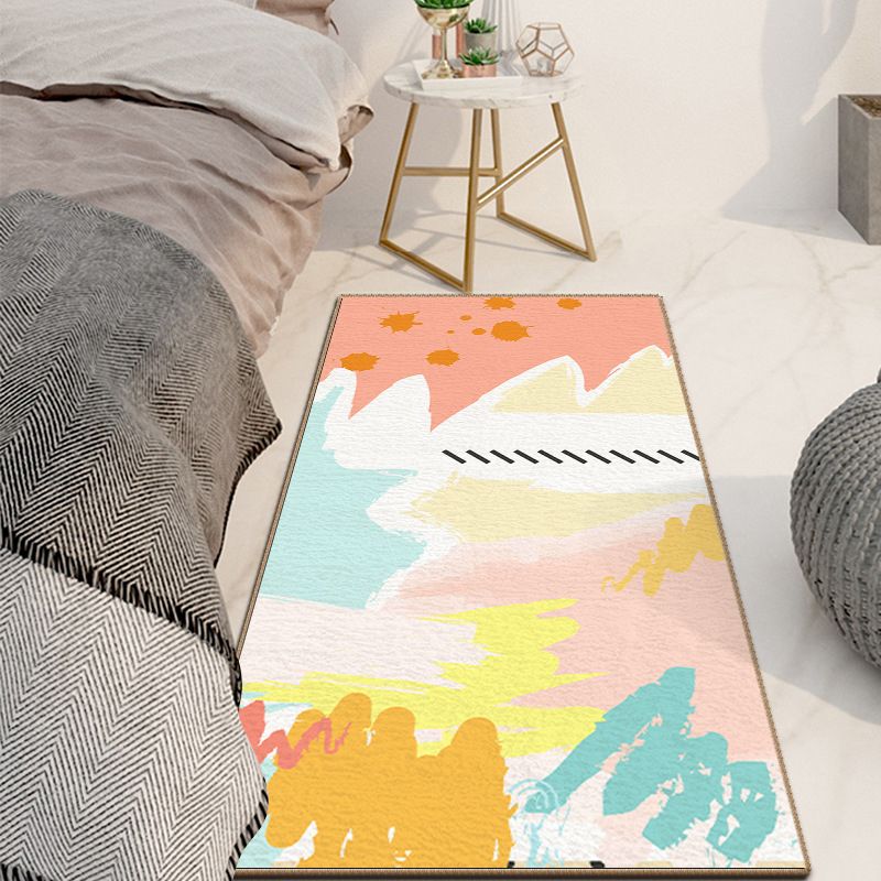 Light Yellow Color Lump Rug Polyester Nordic Rug Washable Rug for Living Room