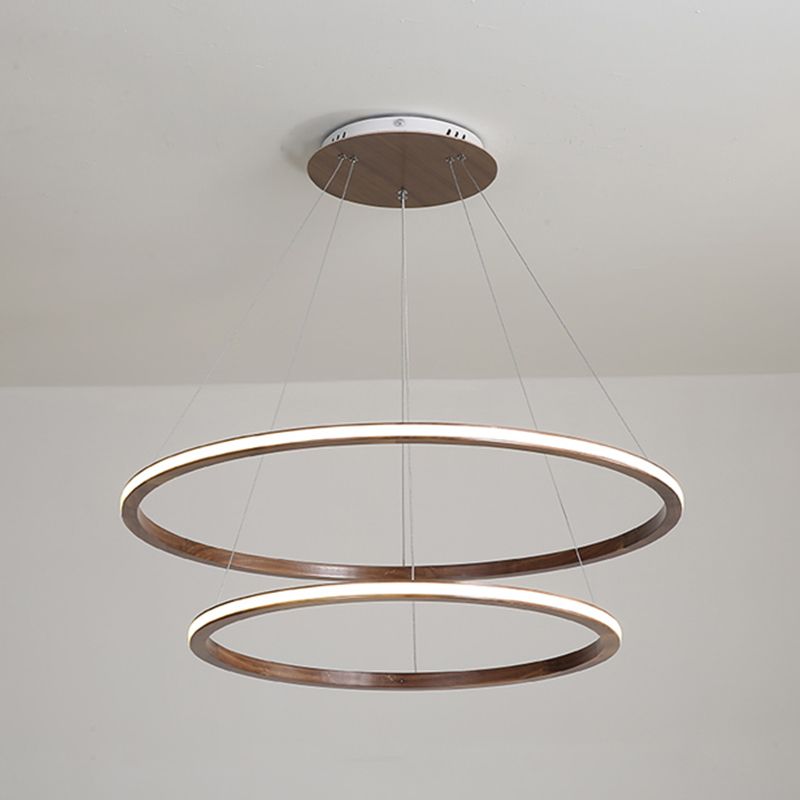 Luci del lampadario a ruota Ruota Apparecchi di illuminazione lampadario moderno in legno in marrone