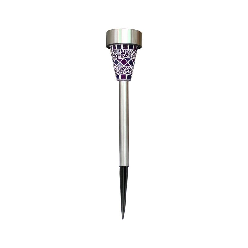 Conical Shaped Courtyard LED Stake Light Mosaic Glass Modern Solar Ground Lighting