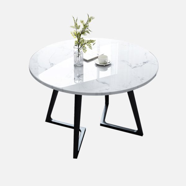 Moderner Stil weißer Esstisch gesinterte Steintisch mit Holzbasis für Zuhause