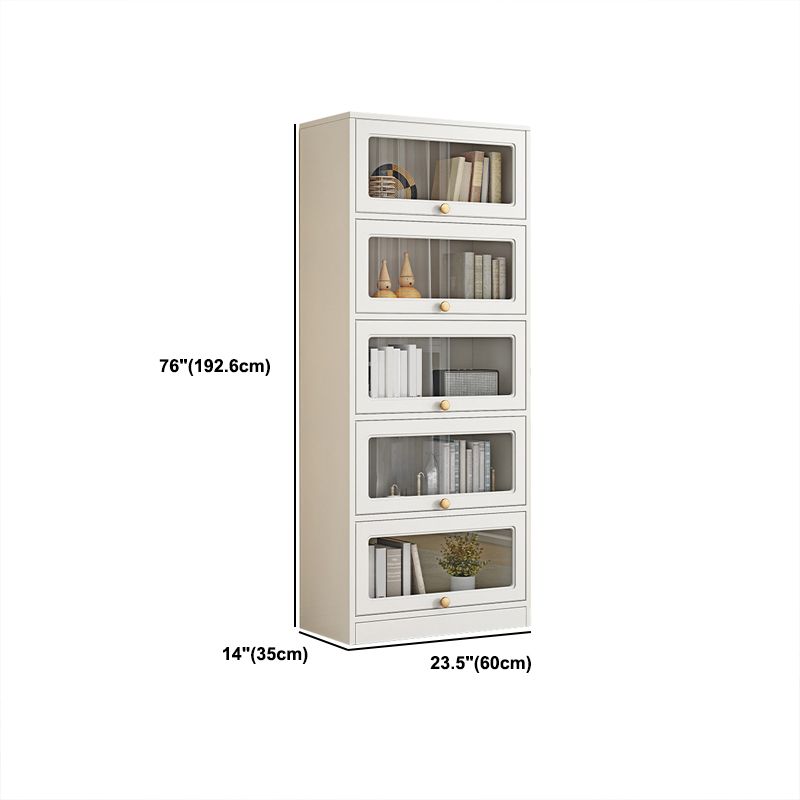 Modern Engineered Wood Bookshelf Standard Closed Back Bookcase with Doors