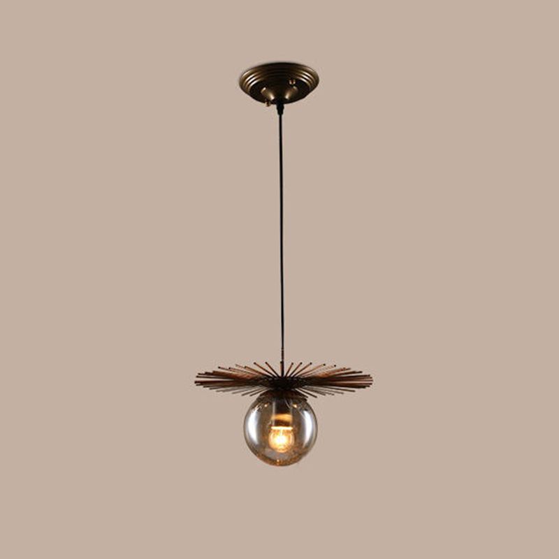 Flat Suspension Light Contemporary Iron Single-Bulb Restaurant Pendant Light Fixture in Rust