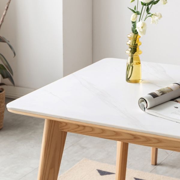 Modern Rectangle Stone Dining Table Ash Legs for Dining Room