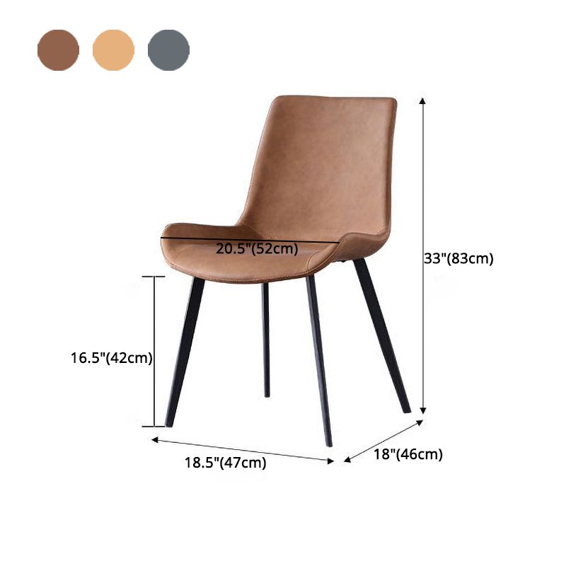 Contemporary Leather Hotel Side Chair Solid Back Matte Finish Dining Chair