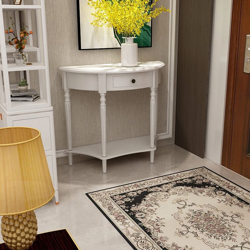 Storage Solid Wood Console Table Half Moon Mid-Century Modern Console