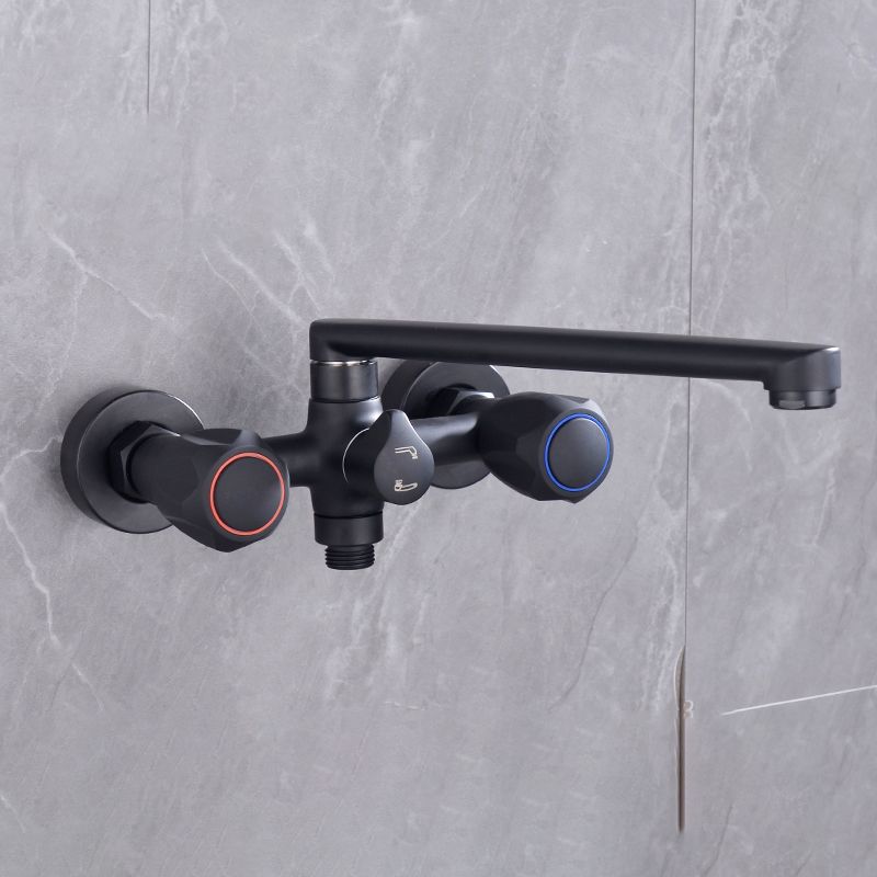 Modern Tub Faucet Trim Black Wall Mounted Swivel Spout with Handheld Shower