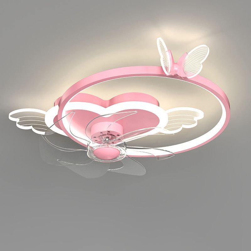 Trendy Minimalist Circular Ceiling Fan Light Acrylic Kids Bedroom LED Semi Flush Light