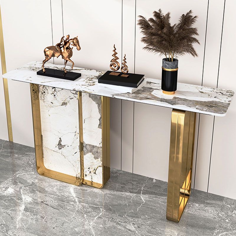 Stone Rectangle Accent Table Modern 31.5" Tall Console Table