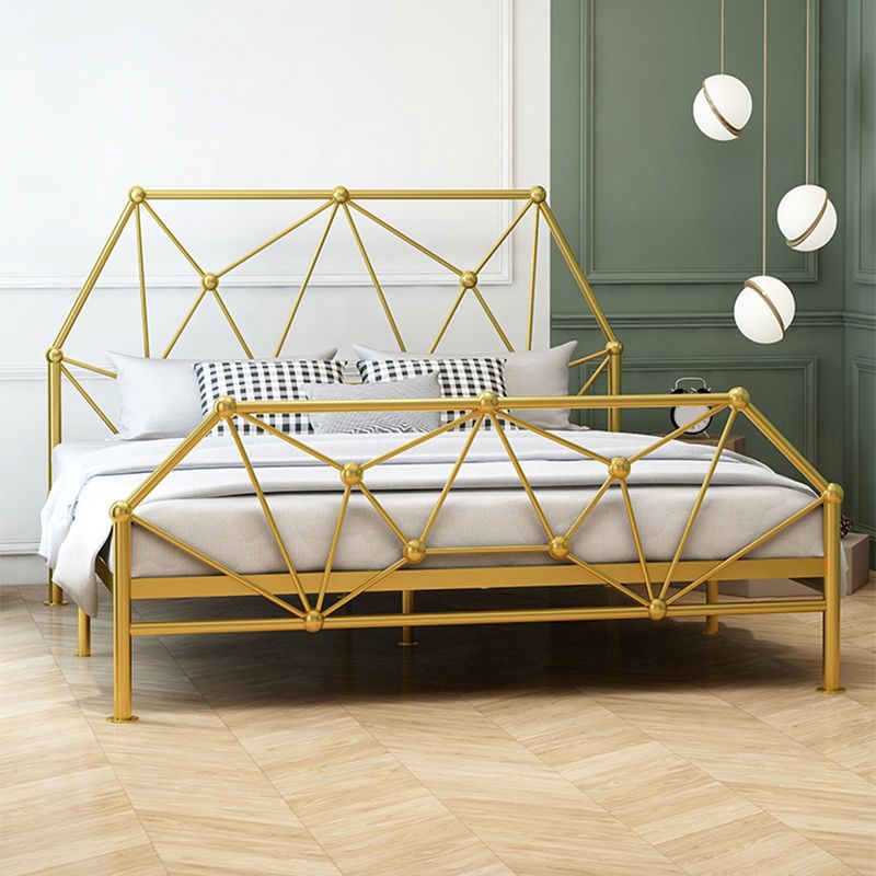 Glam Open-Frame Bed Metal Bed Frame with Headboard, 39.4"/53.1" Standard Bed