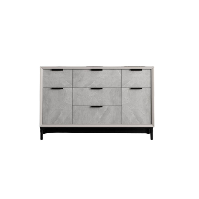 33.46"Tall Grey Accent Chest, Wooden Rectangle Cabinet with Drawers