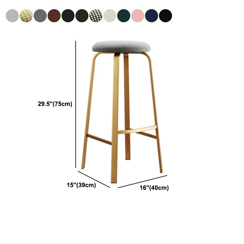 Nordic Armless Backless Counter Stool Iron Cafe Bar Stool with Cushion and Pedal