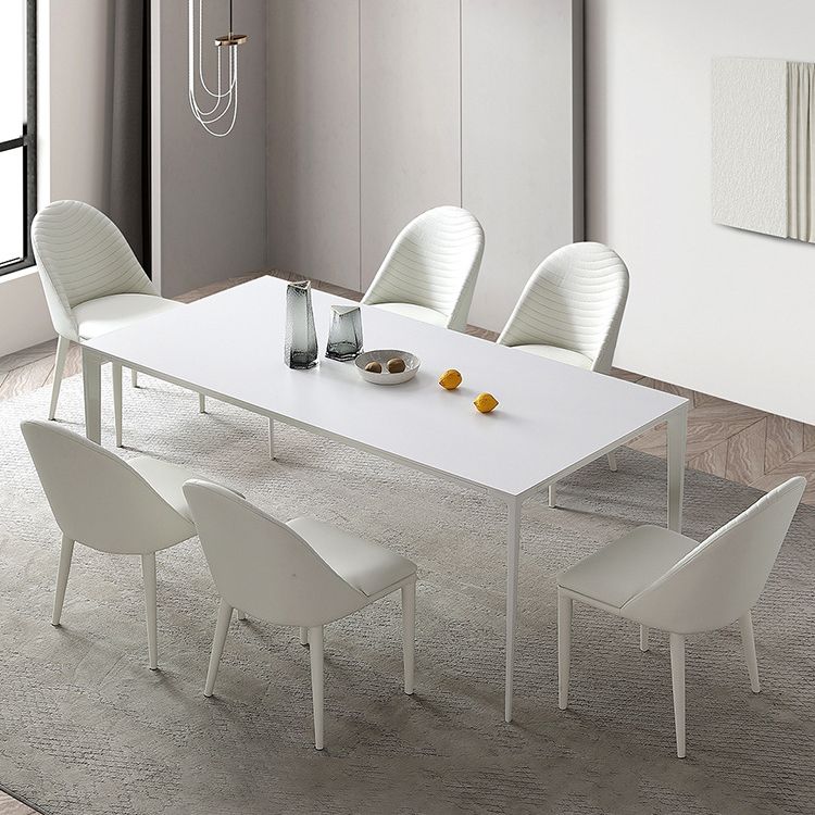 Dining Set Contemporary with Sintered Stone Dining Table and Upholstered Chairs