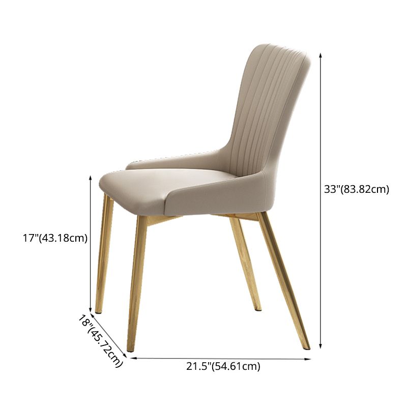 Modern Style Sintered Stone Dining Room Set with White Rectangle Shape Table and Gold Trestle Base