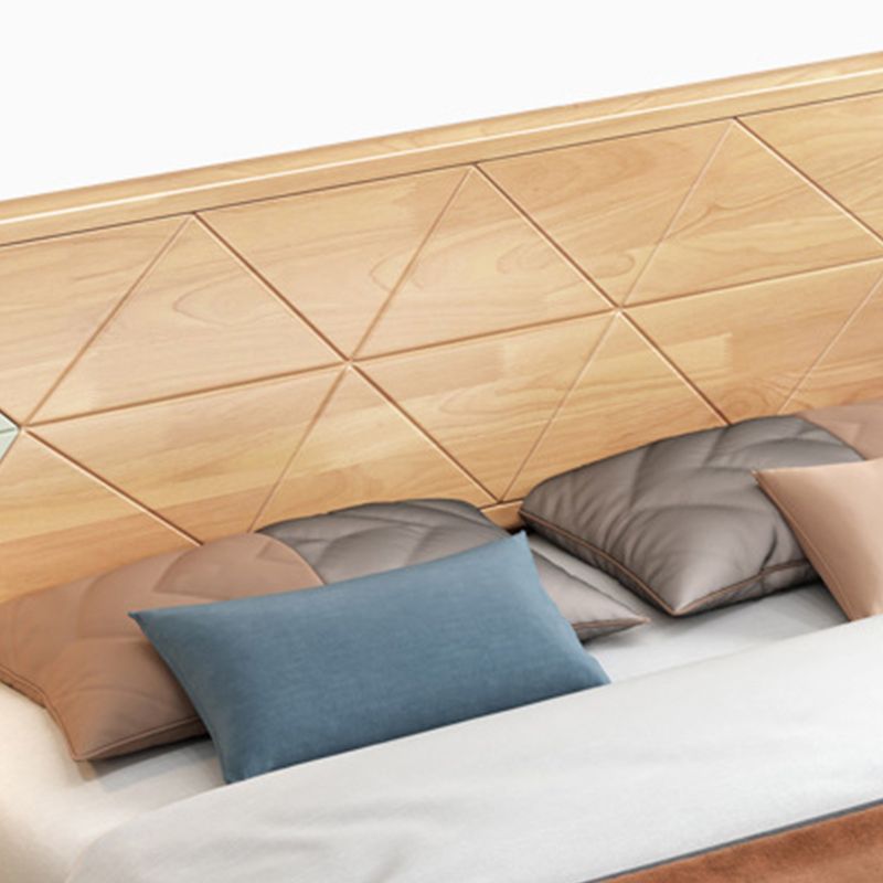 84.65 inch Wide Scandinavian Bed Natural Solid Wood Bed with Headboard