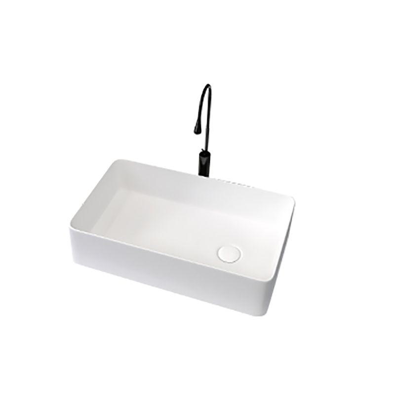 Modern Style Trough Bathroom Sink Rectangle Ceramic Trough Bathroom Sink in White