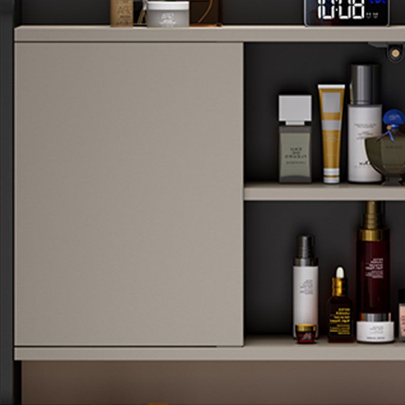 Contemporary Stone Top Vanity Set with Storage in Black/Grey