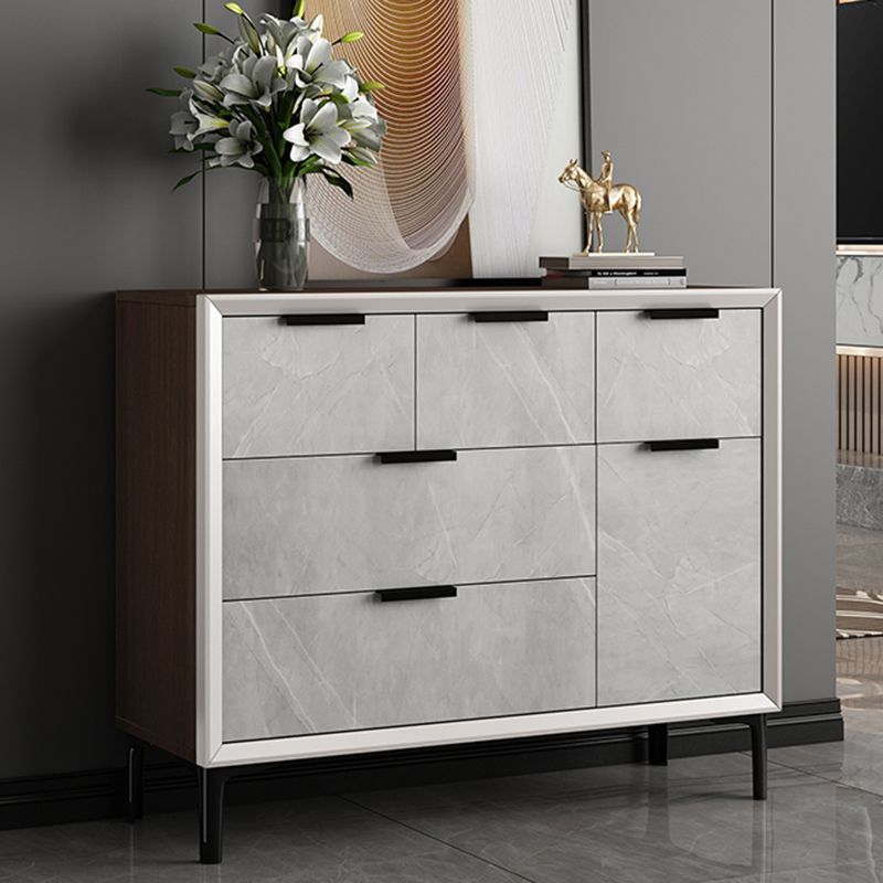 33.46"Tall Grey Accent Chest, Wooden Rectangle Cabinet with Drawers
