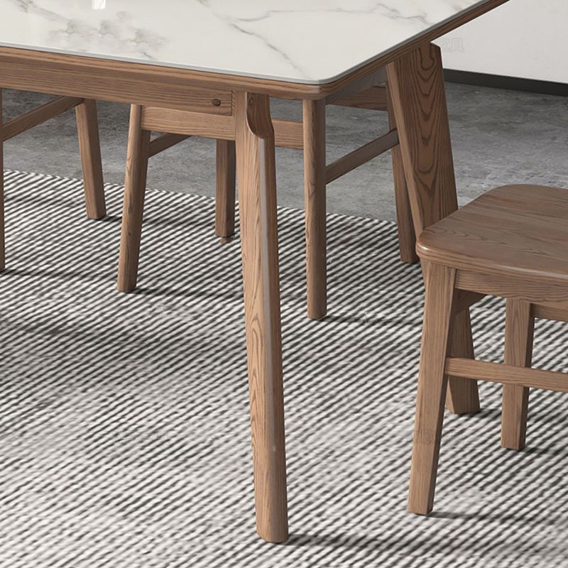 Rectangle Solid Wood Legs Table Contemporary Stone Dining Table for Dining Room