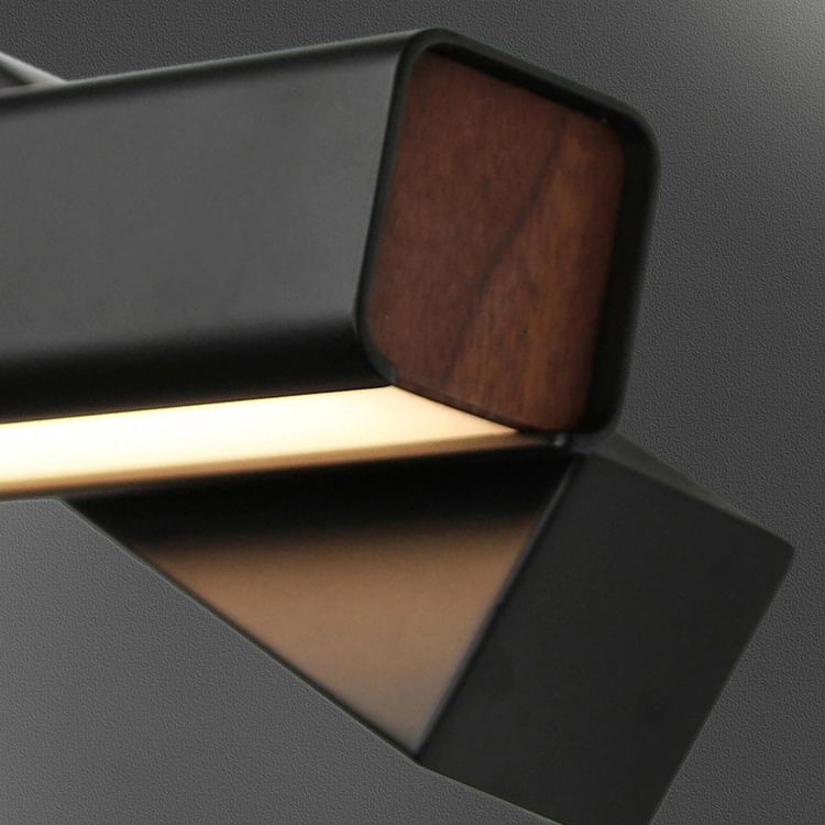 Aluminium Rectangular LED Wall Sconce in Modern Simplicity Wooden Rotatable Wall Light with Acrylic Shade