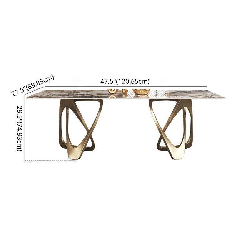 Modern Sintered Stone Dining Room Set with Rectangle Table and Gold Legs Formal Dining Set