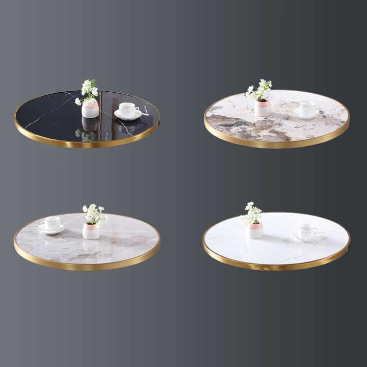 Metal Traditional Luxury Dining Table Sintered Stone Dining Table with Pedestal