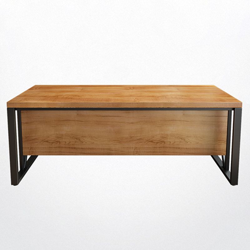 Industrial Pine Wood Dining Table Rectangle Table with Metal Trestle Base