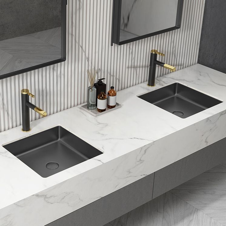 Modern Bathroom Sink Metal Rectangular Undermount Bathroom Sink with Pop-Up Drain