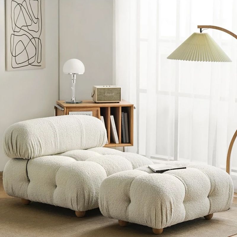 Contemporary Biscuit Back Sofa 26.38"High Velvet Couch for Living Room,White