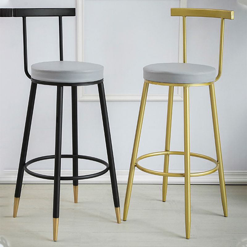 Modern Upholstered Counter Stool Bar-height Low Back Bar Stool with Metal Base