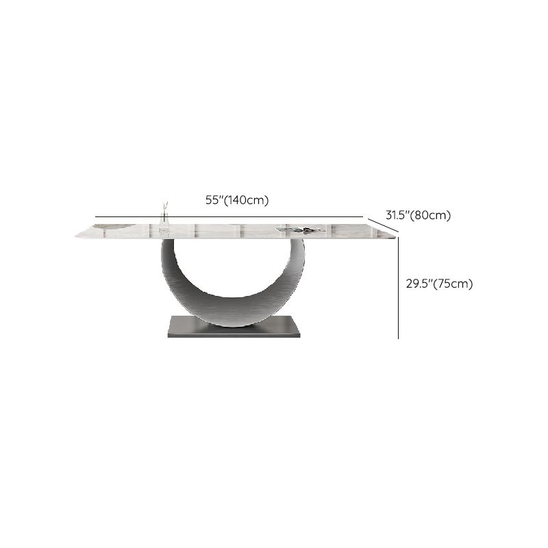 Contemporary Style Rectangle Table Sintered Stone Table with Metal Legs for Home
