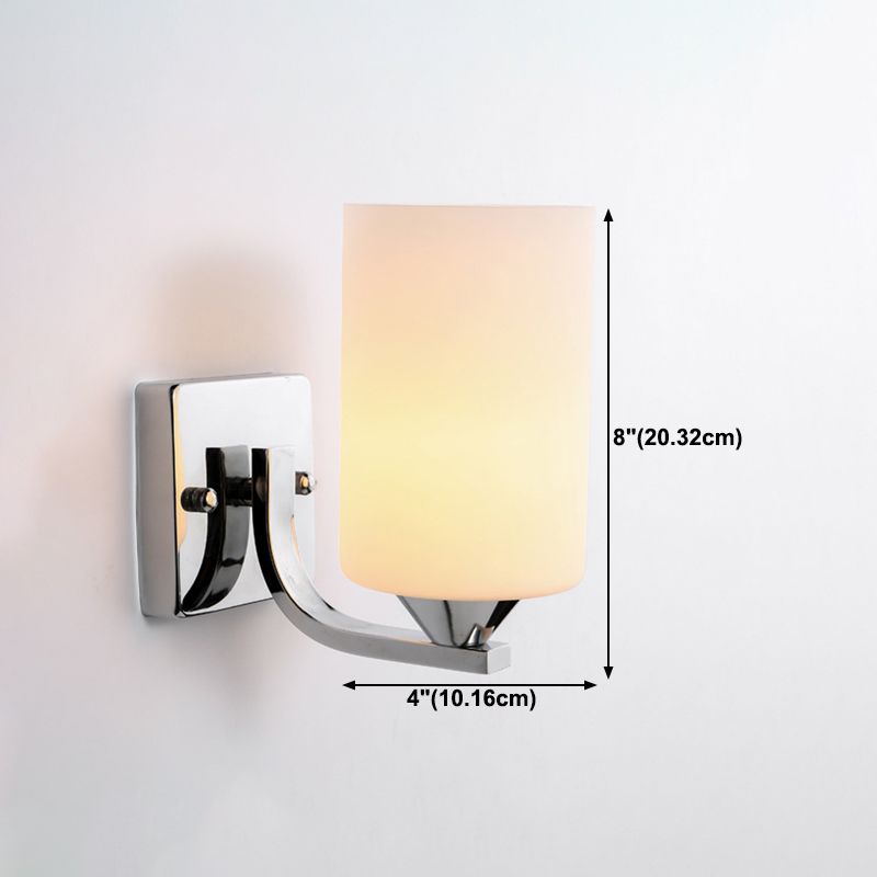 Minimalist Wall Lighting Fixture White Glass Living Room Wall Sconce