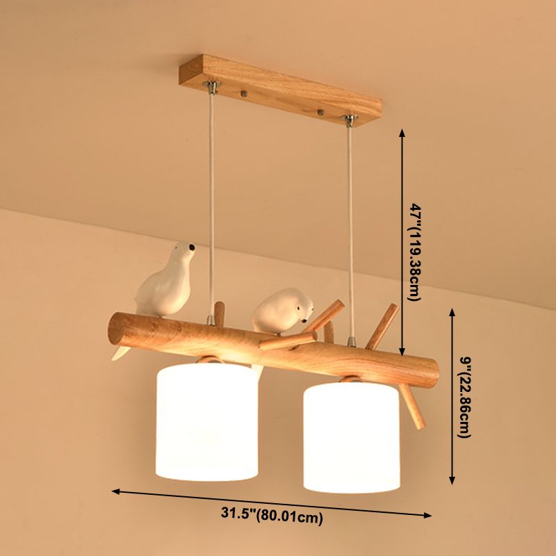 Modern Lighting Chandelier Cylinder Island Pendant Lights Wood Island Lights in White