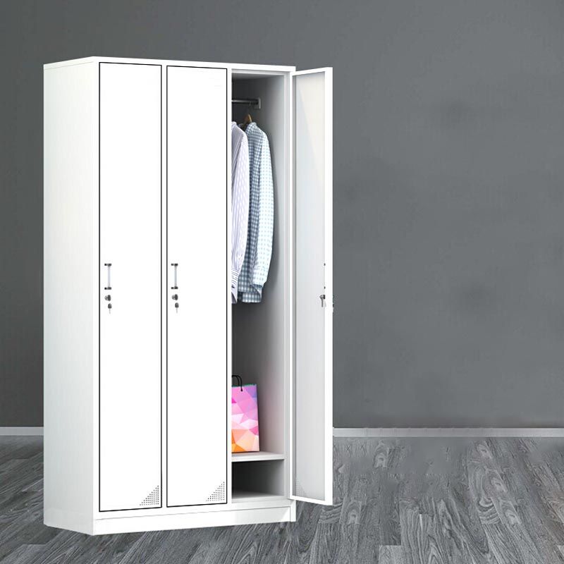 Modern White Storage Cabinet with Hinged Door Metal Cabinet for Bathroom