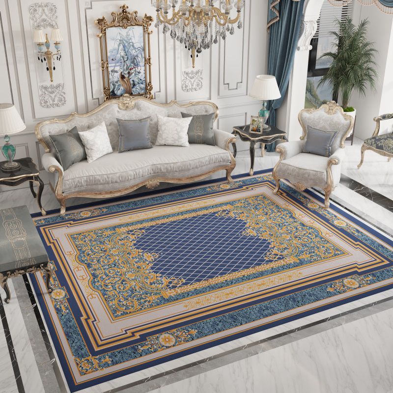 Moroccan Medallion Print Rug Polyester Area Carpet Stain Resistant Indoor Rug for Living Room