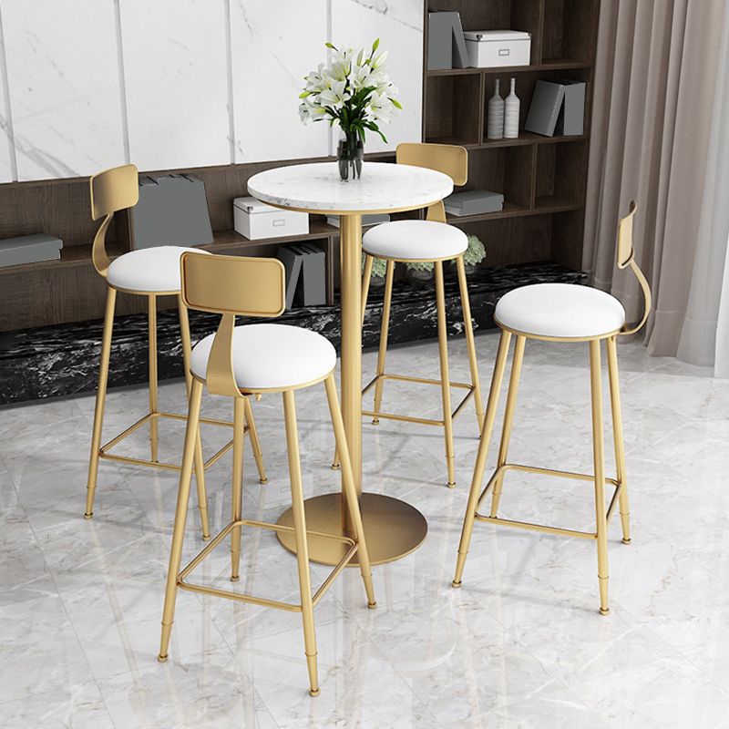 Contemporary Dining Stools Glam Metal Bar Stools with Footrest