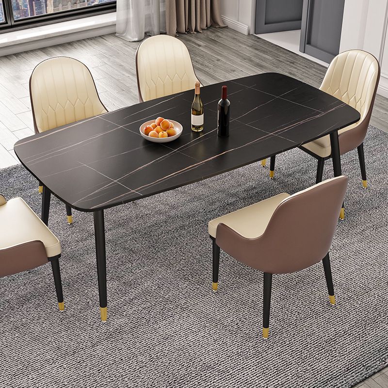 Rectangle Sintered Stone Dining Table Traditional Luxury Dining Table with 4 Legs