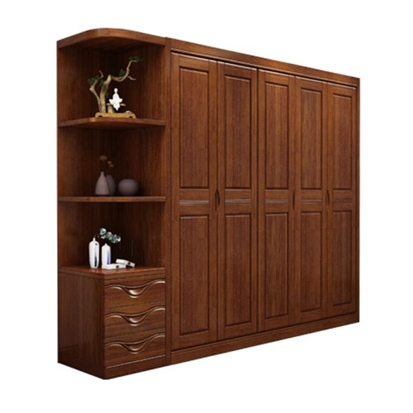 Brown Walnut Wood Storage Cabinet Traditional Cabinet with Drawer