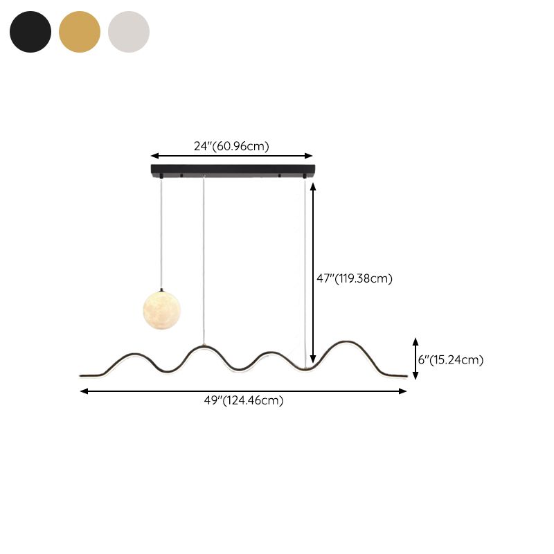 2-Light Modern Island Lighting Golden/Black/White LED Ceiling Light for Bedroom