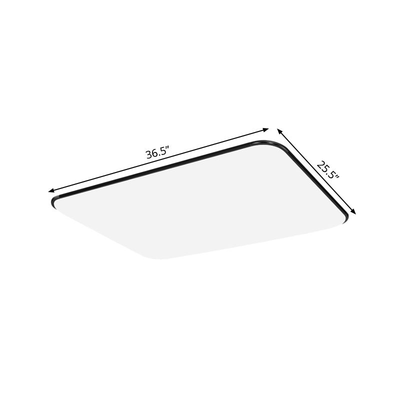 Rectangular Flushmount Lighting Simple Stylish LED Acrylic Ceiling Light Fixture in White for Bedroom, 25.5"/32" Diameter