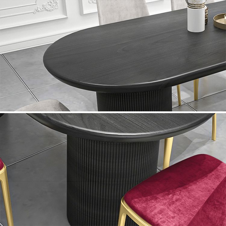 Solid Wood Contemporary Oval Dining Table Wood Top Dining Table for Kitchen