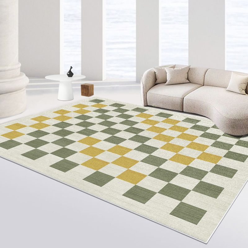 Stylish Modern Area Carpet Plaid Pattern Polyester Area Carpet Anti-Slip Area Rug for Home Decor