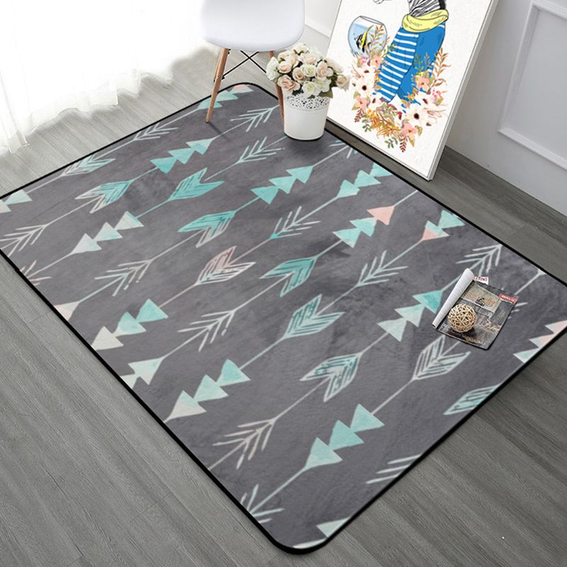 Modern Bedroom Area Rug Multi Color Geometry Arrow Print Rug Polypropylene Washable Pet Friendly Anti-Slip Rug