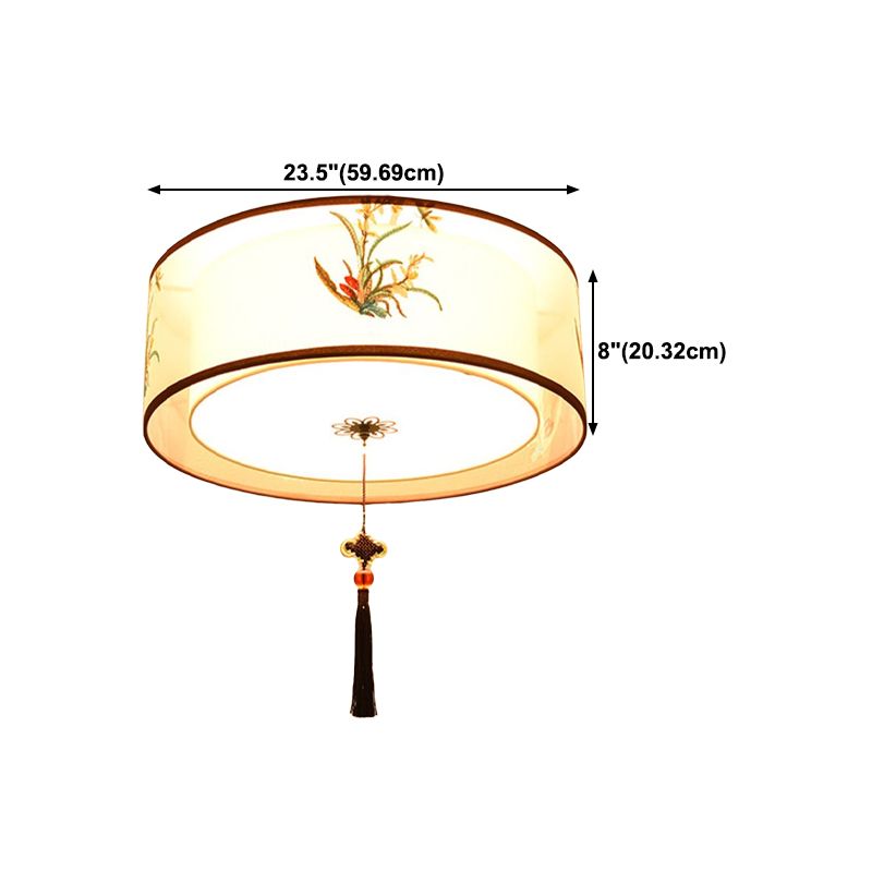 Traditional Style Fabric Ceiling Light Multi Lights Ceiling Mount Light