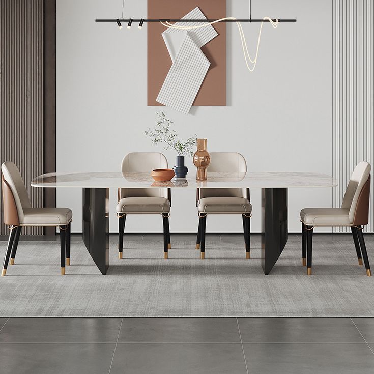 Modern Rectangle Table Sintered Stone Dining Table with Metal Legs